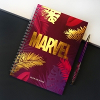 Подарочный набор: ежедневник А5 "Marvel", на гребне, 60 листов и ручка, Мстители