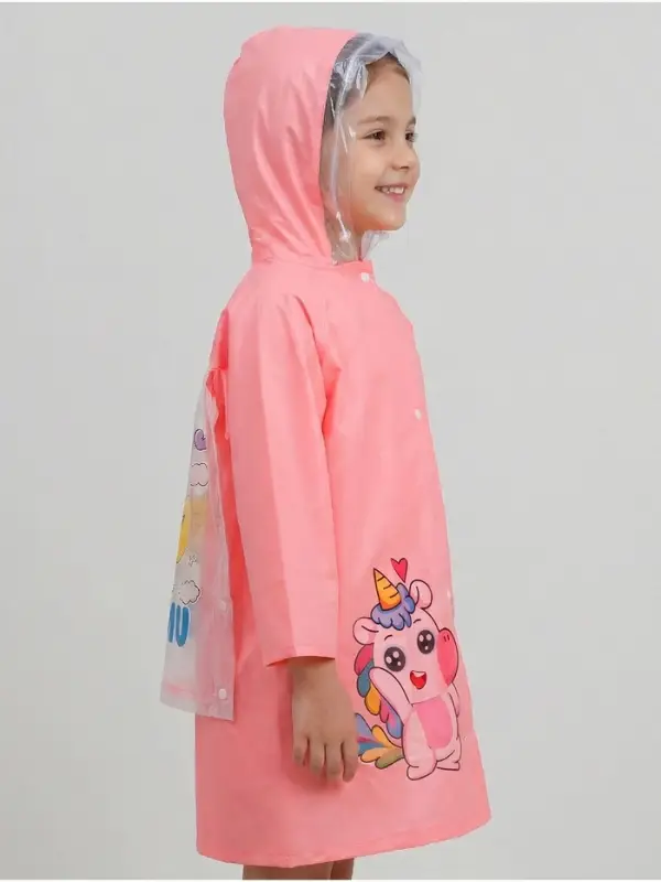 Дождевик детский, рост 100-110, розовый