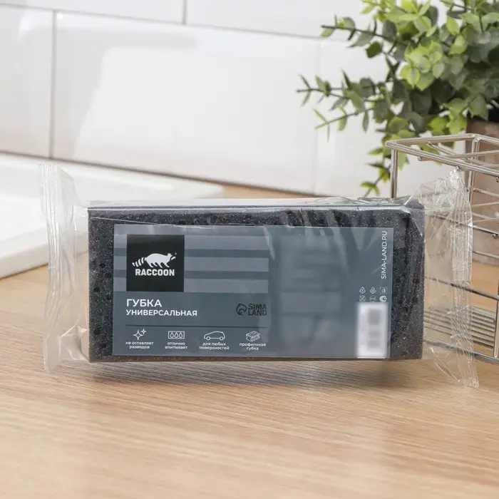 Губка бытовая с чистящим слоем Raccoon «Лофт», 1 шт, 15×7×4,5 см, профильная, крупонопористый поролон Губка бытовая с чистящим слоем Raccoon «Лофт», 1 шт, 15×7×4,5 см, профильная, крупонопористый поролон