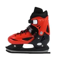 Коньки детские раздвижные BlackAqua, р. 30-33, для фитнеса, с роликовой платформой, красные, чёрные