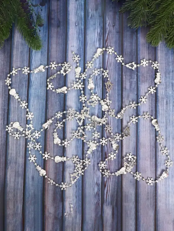 Бусы на ёлку &laquo;Снежинки&raquo;, длина 2.7 м, d=2.3 см, МИКС