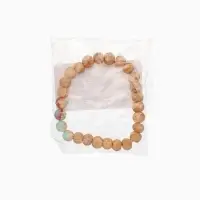 Браслет из сандалового дерева с агатом, длина 18 см, цв. голубой