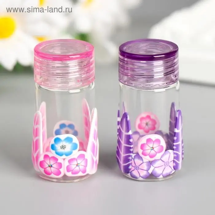 Баночка для скрапбукинга стекло Баночка для скрапбукинга стекло "Цветочная" МИКС 5х2,2х2,2 см