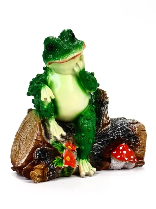 Садовая фигура 28 х 26 х _ см полистоун Лагушка на бревне