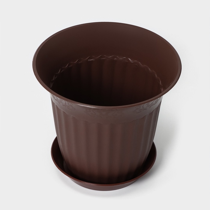 Горшок для цветов с поддоном Доляна, 2 л, цвет поддона микс Горшок для цветов с поддоном Доляна, 2 л, цвет поддона микс