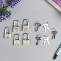 Замочек с ключиком для шкатулки, металл, под серебро, 3.3&times;1.9 см