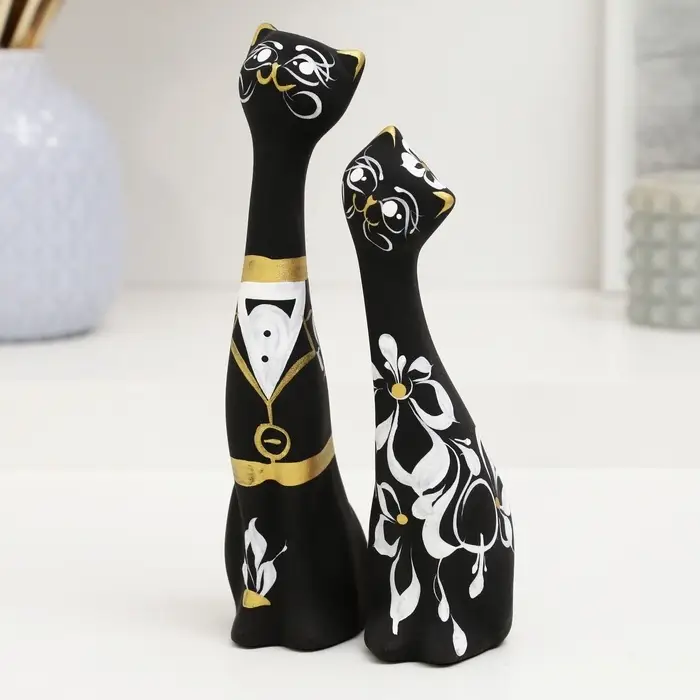 Набор фигурок керамика &laquo;Love Коты&raquo;, 2 шт., чёрные, 4&times;5&times;17.5 см