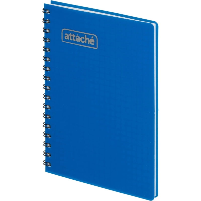 Блокнот А6,60л,гребень слева,обл.пластик,клетка, Attache Plastic, синий