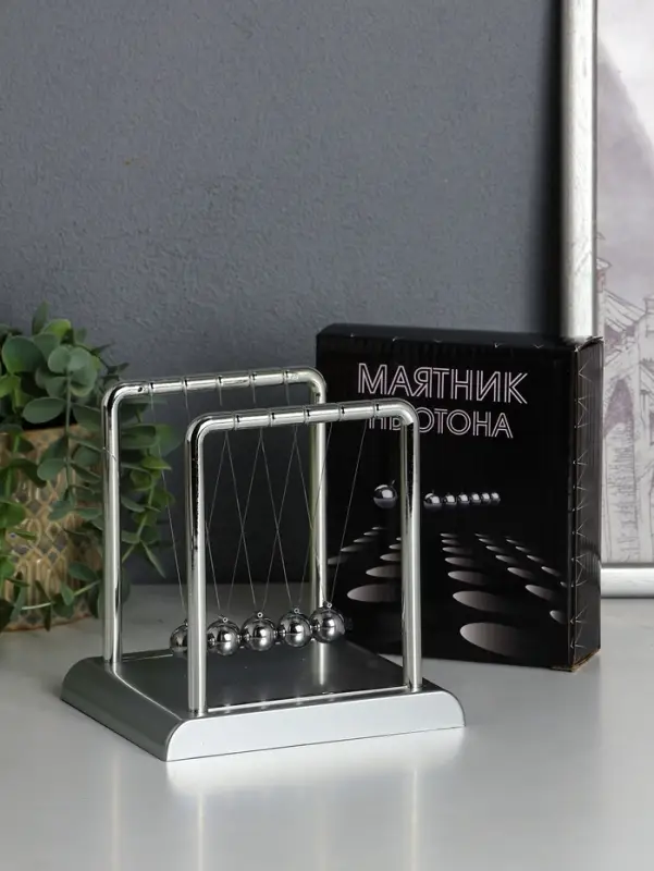 Маятник настольный антистресс &laquo;Шары Ньютона&raquo;, под серебро, 14&times;13.5&times;11.5 см