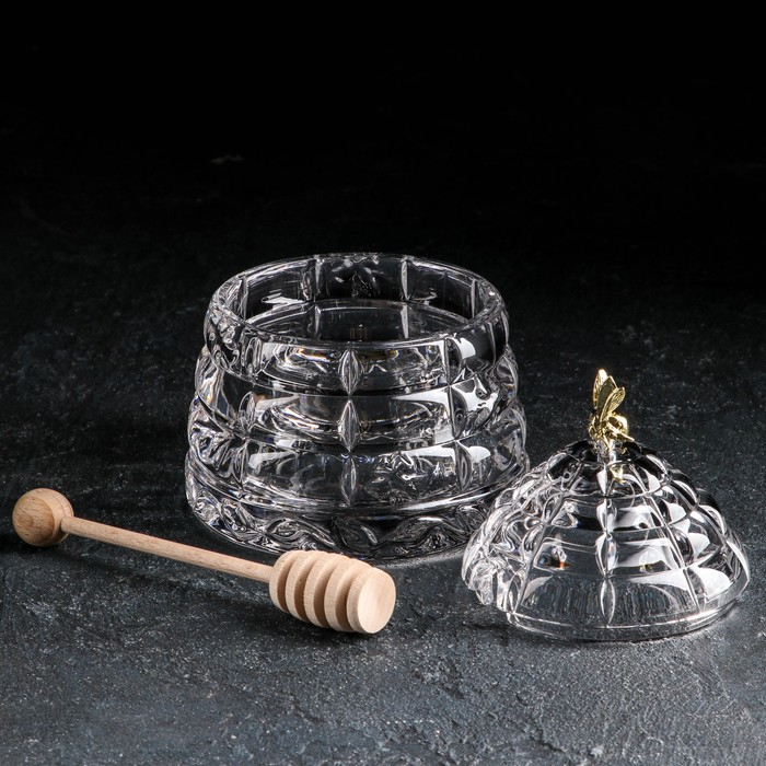 Ёмкость хрустальная для мёда «Улей с пчёлкой», 200 мл, h=11.8 см Ёмкость хрустальная для мёда «Улей с пчёлкой», 200 мл, h=11.8 см