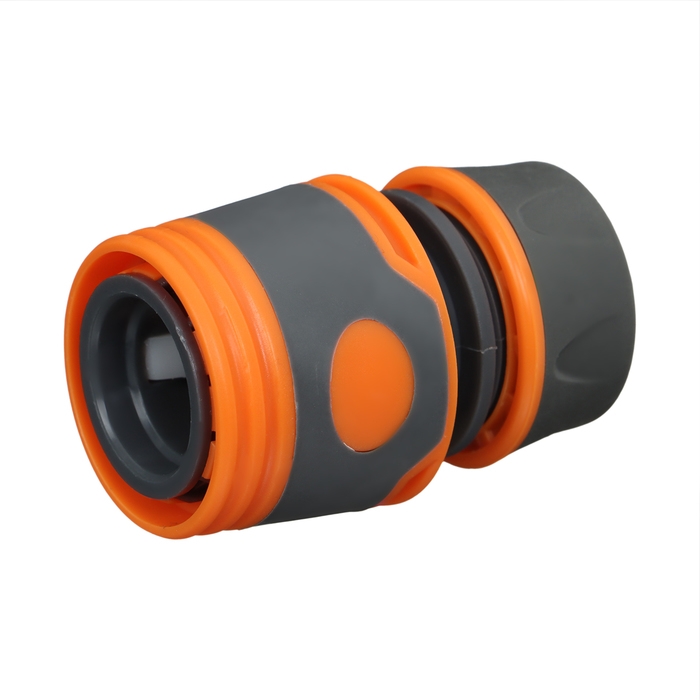 Коннектор с аквастопом, 1/2 Коннектор с аквастопом, 1/2" (12 мм), быстросъёмное соединение, прорезиненный пластик, Greengo