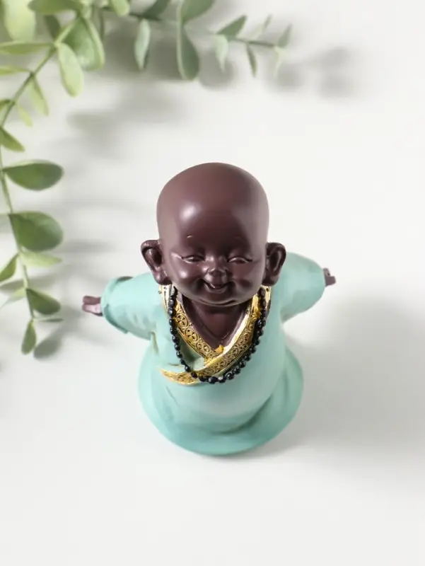 Фигурка полистоун &laquo;Маленький Будда в бирюзовом одеянии - счастье&raquo;, 7&times;8.5&times;12.5 см