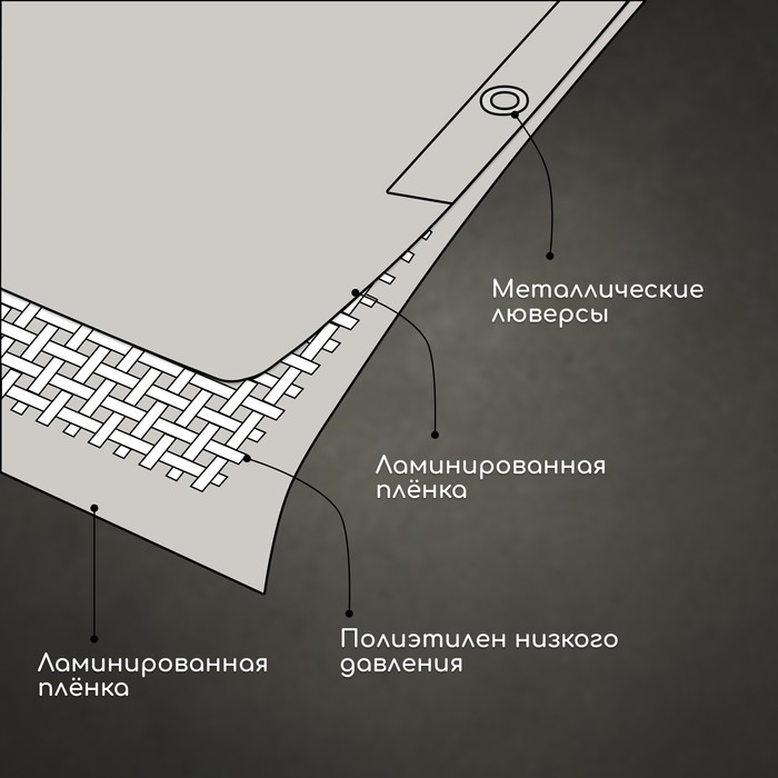 Тент защитный, 6 × 4 м, плотность 60 г/м², УФ, люверсы шаг 1 м, тарпаулин, серый Тент защитный, 6 × 4 м, плотность 60 г/м², УФ, люверсы шаг 1 м, тарпаулин, серый