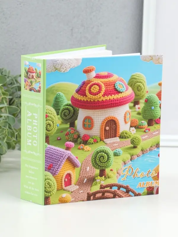 Фотоальбом на 100 фото 13х18 см "Вязаный домик" в коробке 5х18х20,5 см
