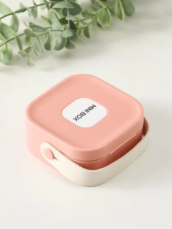 Шкатулка пластик для украшений с зеркалом, с ручкой 3 ячейки, 3 полосы, персик 9х9х3,8 см