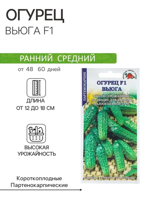 Семена Огурец Семена Огурец "Вьюга F1" партенокарпический, 0,15 г