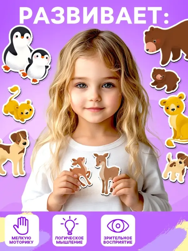 Магнитный игровой набор &laquo;Мамы и малыши&raquo;, 32 элемента