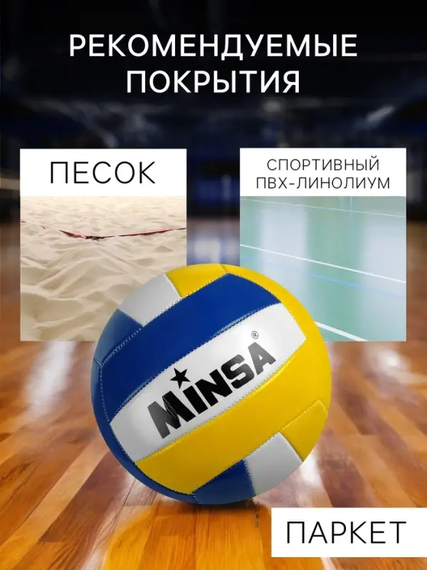 Волейбольный мяч MINSA, машинная сшивка, 18 панелей, р. 5, PVC