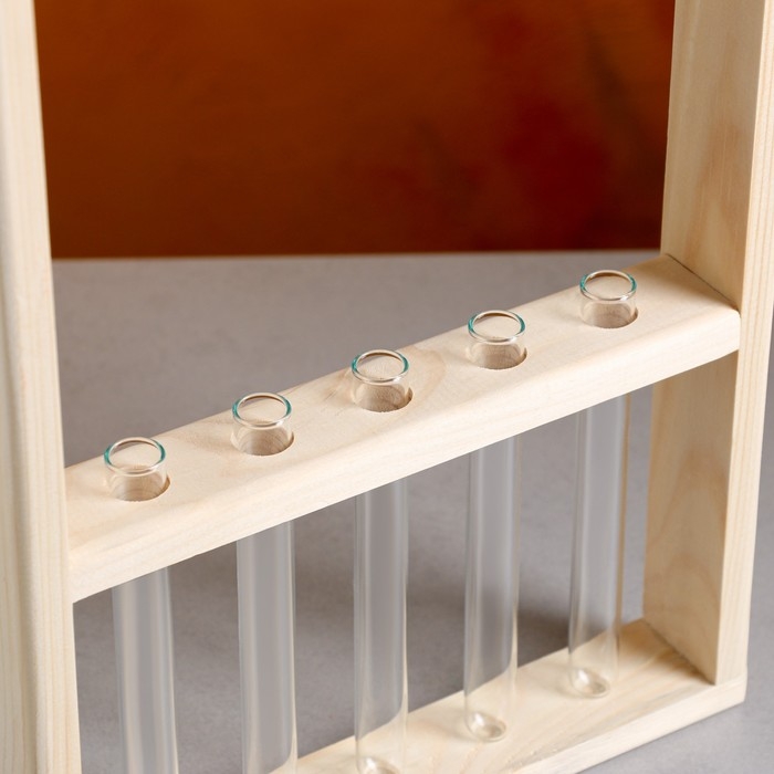 Кашпо деревянное 26×5×40 см с 5 колбами 15 см  Кашпо деревянное 26×5×40 см с 5 колбами 15 см "Рамка Экстра Слим", ручка Дарим Красиво