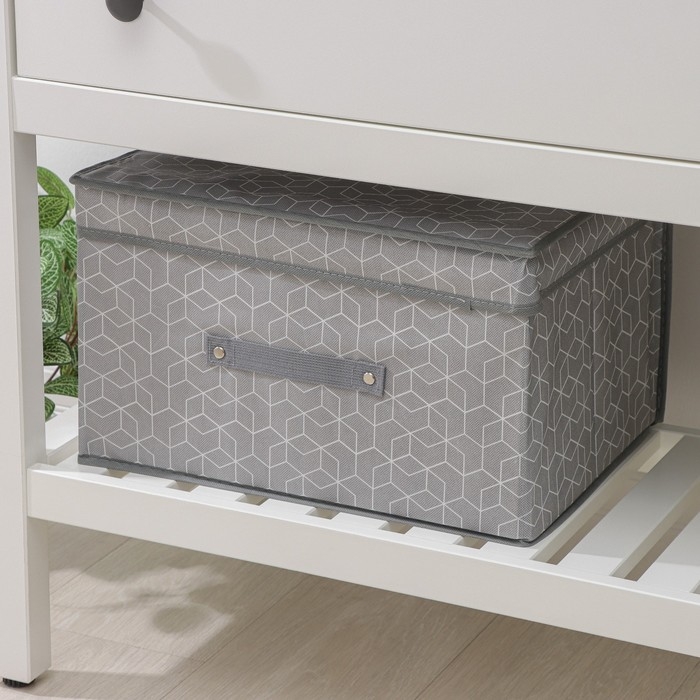 Короб стеллажный для хранения с крышкой Доляна &laquo;Фора&raquo;, 40&times;30&times;25 см, цвет серый