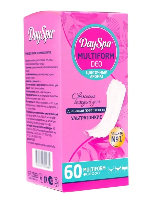 Прокладки ежедневные Day Spa, мультиформ, цветочный аромат, ультратонкие, 60 шт.