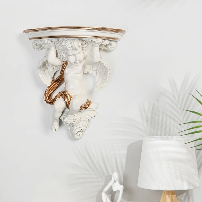 Декор настенный-полка Декор настенный-полка "Ангел, 23.2 x 22 см, белая с золотом