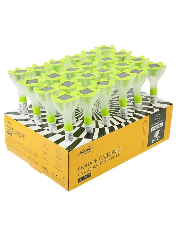 Садовый светильник &laquo;Цветок зелёный&raquo;, уличный, на солнечной батарее, 6&times;29&times;6 см, 1 LED, свечение белое