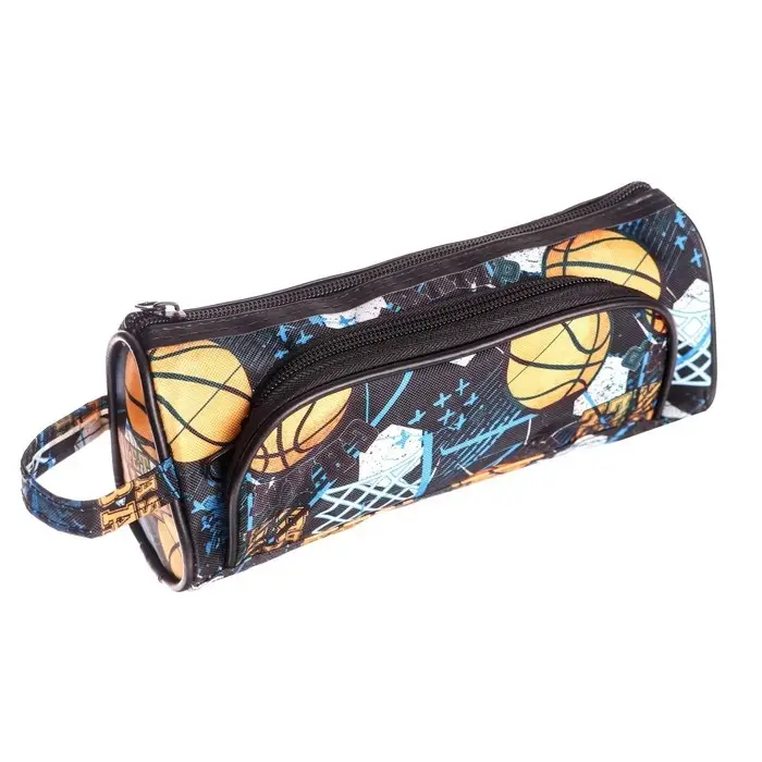 Пенал школьный на молнии "Баскетбол", 2 отделения, МИКС