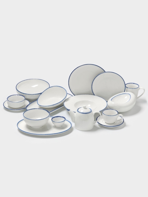 Блюдо овальное Blue Lagoon Magistro 31 см 30.5,х22.7×2.3, белое, синий