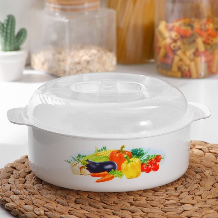 Кастрюля для СВЧ-печи, 2,1 л, пластик, МИКС