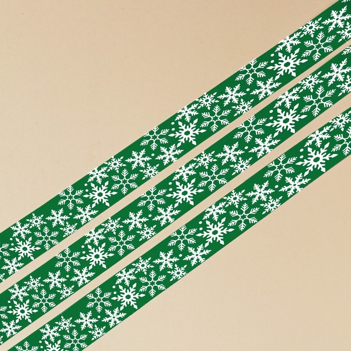 Лента декоративная репсовая «Снежный вихрь», зеленая, 2 см × 5 м Лента декоративная репсовая «Снежный вихрь», зеленая, 2 см × 5 м