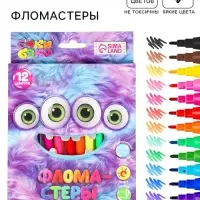 Фломастеры 12 цветов в коробке &laquo;Монстрик&raquo;