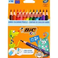 Карандаши цветные 12 цветов, детские, утолщённые, трёхгранные, BIC Kids Evolution Triangle, пластиковые, премиум, картонная упаковка