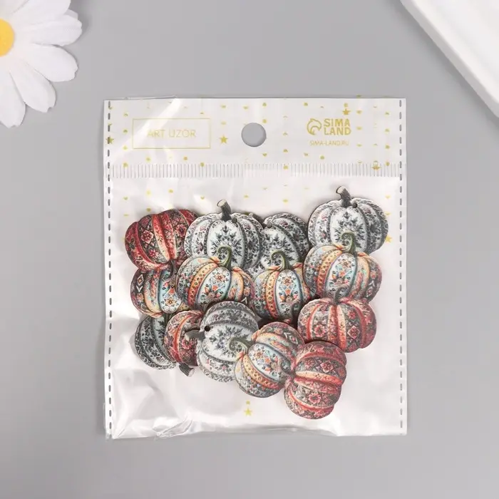 Декор для творчества дерево Декор для творчества дерево "Три узорчатые тыквы" 5,4х3,3х0,3 см