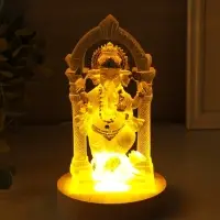 Сувенир полистоун свет "Ганеша в арке" прозрачный 10х10х18,5 см