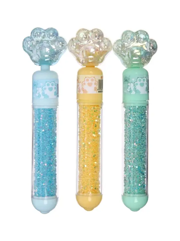 Набор маркеров-текстовыделителей &laquo;Лапки блеск&raquo;, 3 цвета, скошенный наконечник, узел 4 мм, МИКС