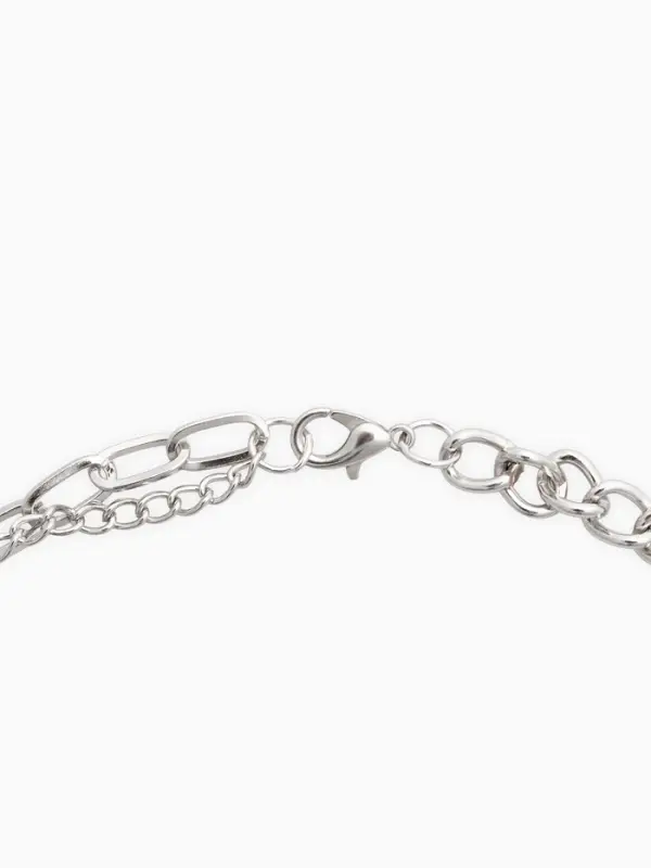 Цепь двойна "Нежный хард-рок", 40см, цвет серебро