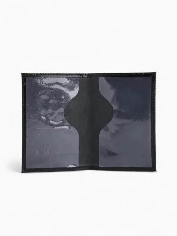 Обложка для паспорта, натуральная кожа, гладкая, чёрная