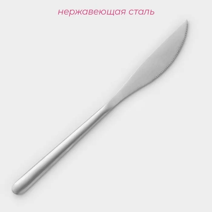 Ножи столовые Доляна Sentiment, длина 23 см, набор 6 шт., нержавеющая сталь, серебристые