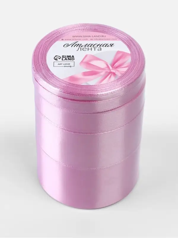 Атласная лента, набор 5 шт., 6/10/20/40/50 мм, 23&plusmn;1 м, светло-сиреневая №45