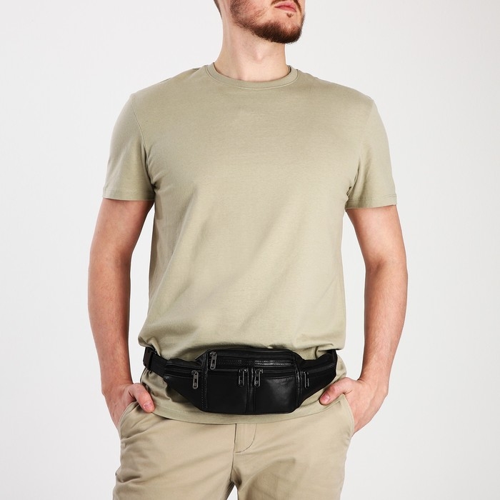 Поясная сумка на молнии, цвет чёрный Поясная сумка на молнии, цвет чёрный