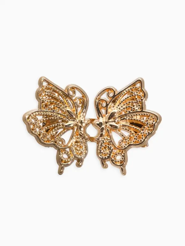 Зажим для кардигана Зажим для кардигана "Ажур" бабоччка, цвет золото
