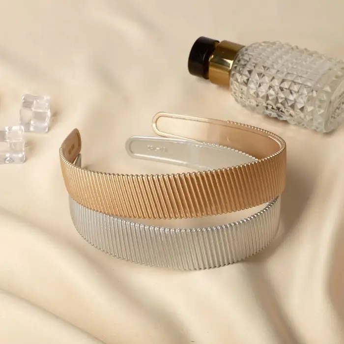 Ободок для волос  Ободок для волос "Эмма" полоски, 2,5 см, серебро золото