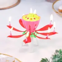 Свеча для торта музыкальная &laquo;Тюльпан&raquo;, красная, 12&times;5 см