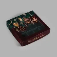 Коробка для 16 конфет &laquo;Новогодние игрушки&raquo;, 18,9 х 18,9 х 3,8 см