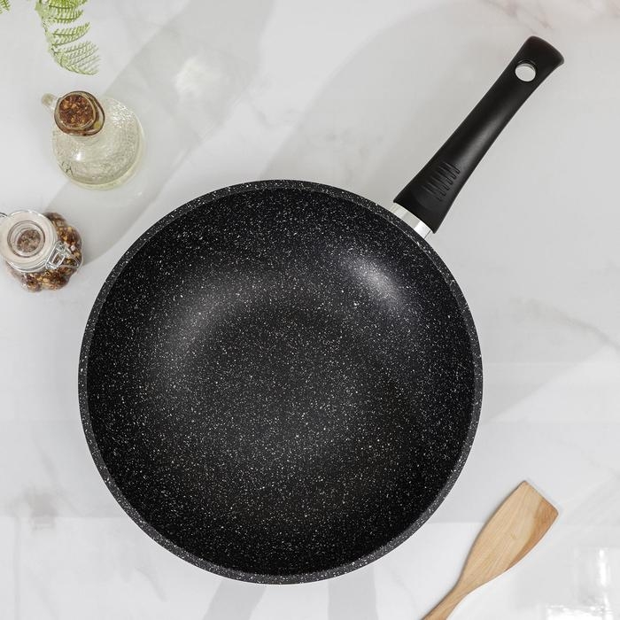 Сковорода - вок Доляна «Элит», d=28 см, антипригарное покрытие, цвет чёрный Сковорода - вок Доляна «Элит», d=28 см, антипригарное покрытие, цвет чёрный