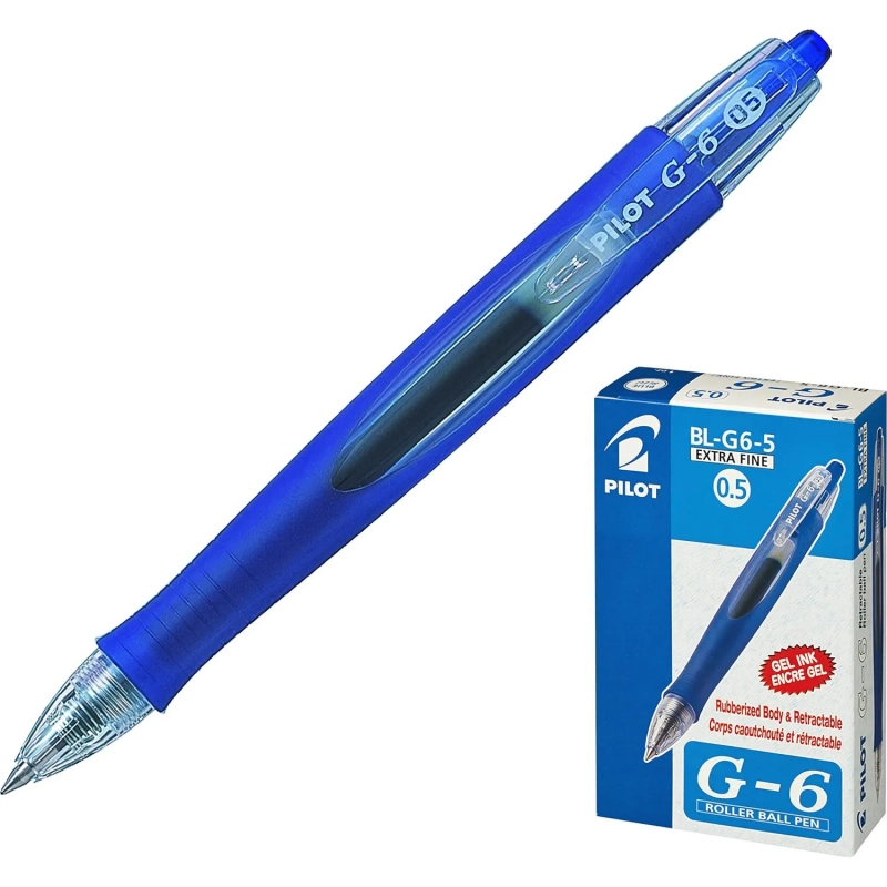 Ручка гелевая автомат. PILOT BL-G6-5 резин.манжет. син 0,3мм Япония