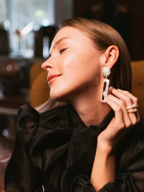 Серьги металл &laquo;Карибы&raquo;, длинный прямоугольник, цвет розовое золото