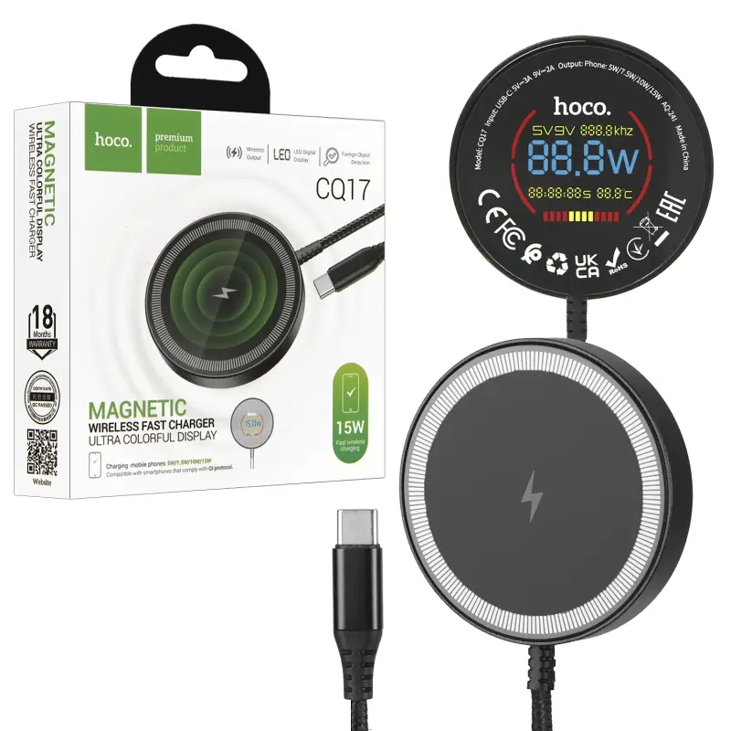 * Беспроводное зарядное устройство CQ17 15W HOCO черное * Беспроводное зарядное устройство CQ17 15W HOCO черное