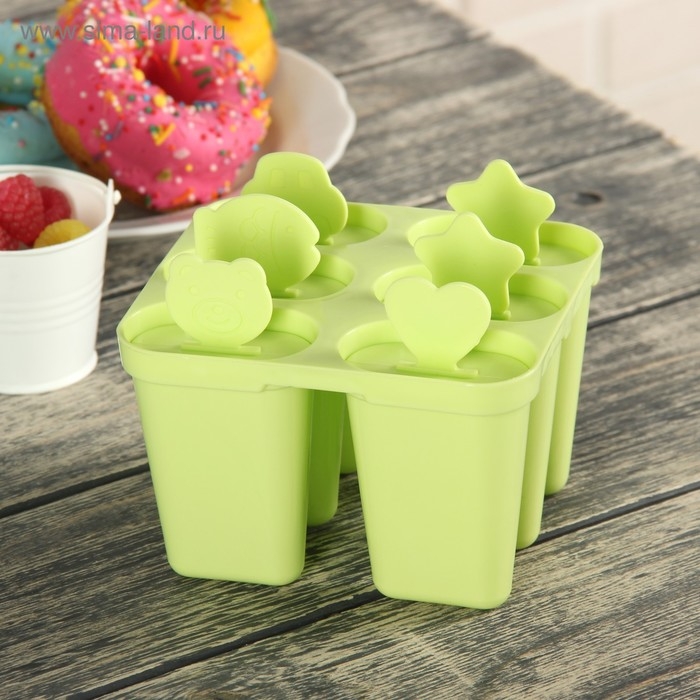 Форма для мороженого Доляна «Нега», 6 ячеек, цвет МИКС Форма для мороженого Доляна «Нега», 6 ячеек, цвет МИКС